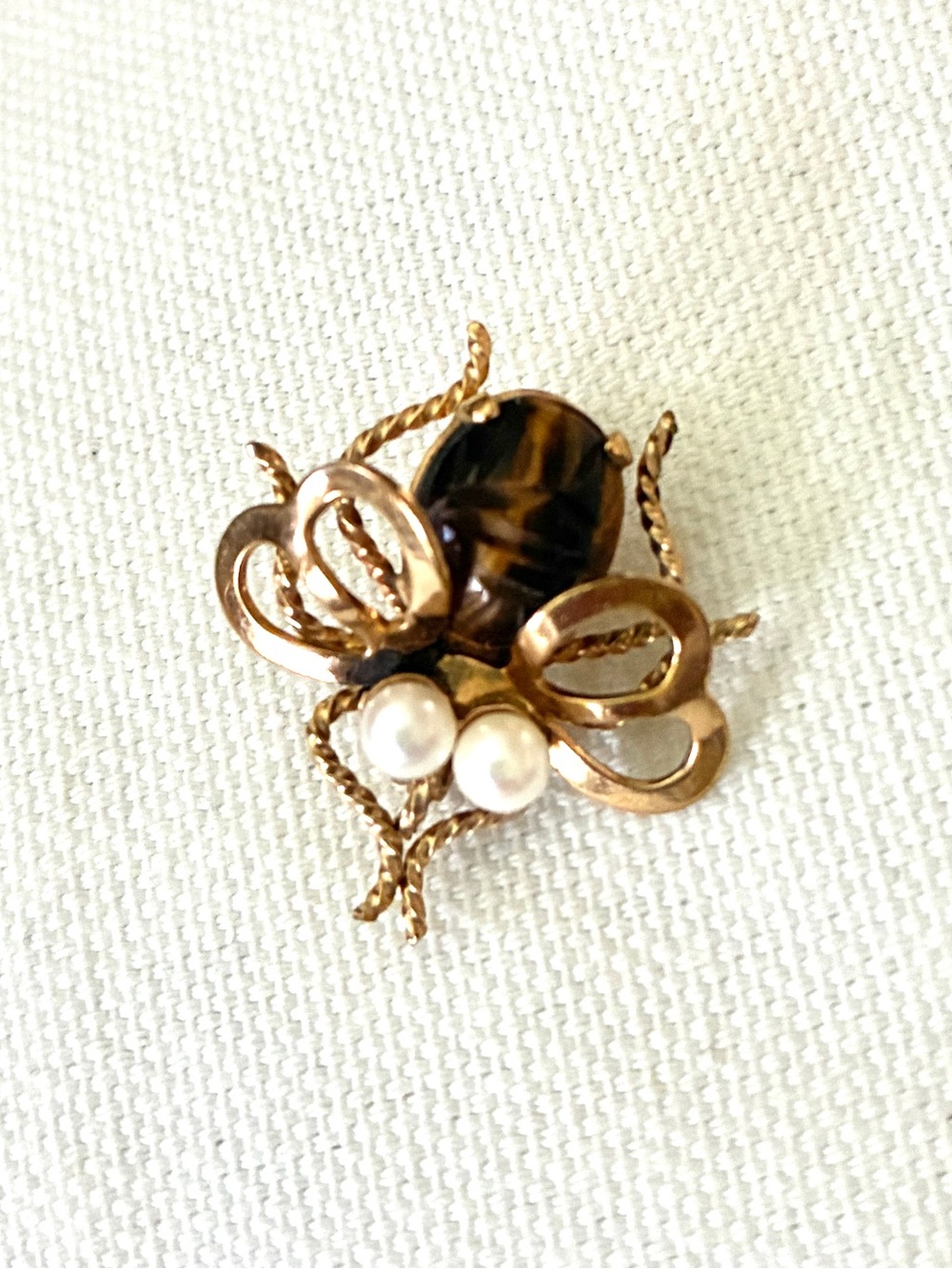 Winard Vintage 1/20 Gold Bug Tiger Eye Scarab Brooch